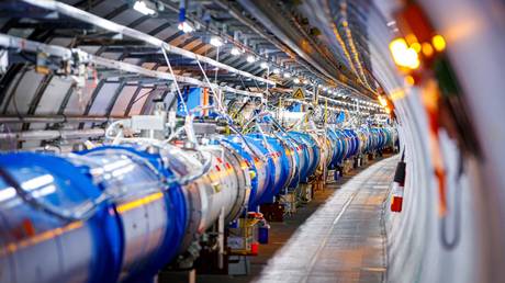 The Large Hadron Collider (LHC) in a tunnel of the European Organisation for Nuclear Research (CERN).