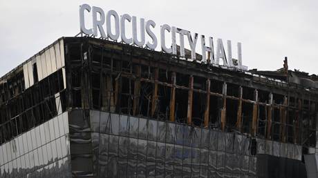 FILE PHOTO: The burnt-out Crocus City Hall venue following a deadly terrorist attack.