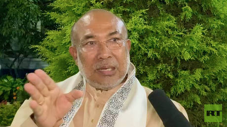 Manipur Chief Minister N. Biren Singh during an interview with RT in Manipur on May 5, 2024