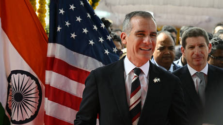 US Ambassador to India Eric Garcetti during the inauguration of a manufacturing facility of First Solar in Sriperumbudur,  India on January 11, 2024.