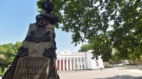 A monument to the poet Alexander Pushkin in Odessa.