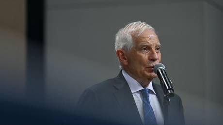 High Representative of the European Union for Foreign Affairs, Josep Borrell, speaks to the press during the NATO 75th anniversary summit at the Walter E. Washington Convention Center in Washington, DC, on July 11, 2024.