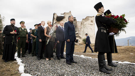 FILE PHOTO: A commemorative event held by South Ossetia for those killed on August 8, 2008 in the conflict with Georgia.