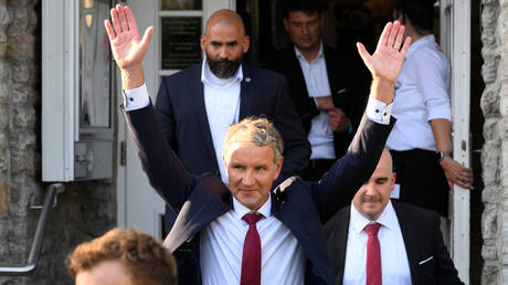 Björn Höcke, party and parliamentary group leader of Alternative for Germany, celebrating the election result in Thuringia, September 2, 2024.