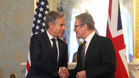 UK Prime Minister Keir Starmer and US Secretary of State Antony Blinken at a bilateral meeting in London, September 10, 2024.