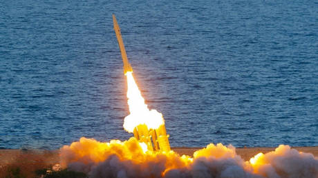 A Fath-360 missile is fired during a military exercise in southern Iran, November 16, 2022