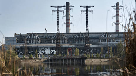 FILE PHOTO: The engine room of the Trypolsky Thermal Power Plant after a Russian missile attack, Ukrainka, Ukraine, April 11, 2024.