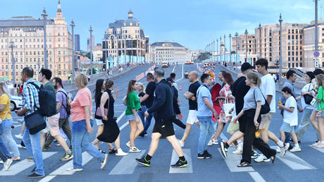 FILE PHOTO: Pedestrian crossing in Moscow.