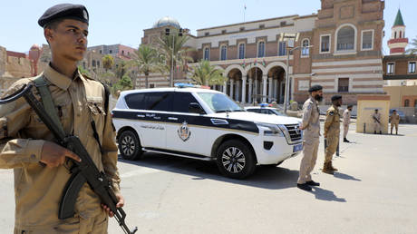 FILE PHOTO. Libyan soldiers guard the Central Bank headquarters in Tripoli, Libya, Tuesday, Aug. 27, 2024.