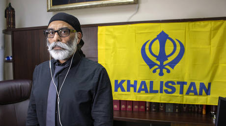 FILE PHOTO: Sikh separatist leader Gurpatwant Singh Pannun is pictured in his office on Wednesday, November 29, 2023, in New York.