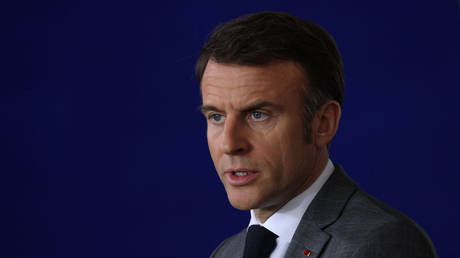 French President Emmanuel Macron speaks to media / Sean Gallup