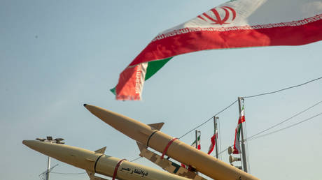 File photo: Missiles on display at the Azadi Square in Tehran, Iran, during the annual rally marking the 1979 Islamic Revolution, February 11, 2024.