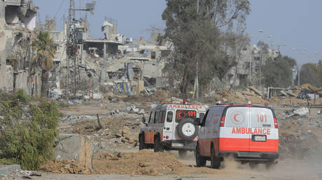 FILE PHOTO. Ambulance vehicles in Gaza.