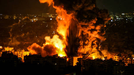 An Israeli airstrike on Beirut, Lebanon, October 6, 2024