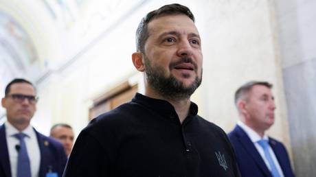 Ukrainian leader Vladimir Zelensky exits the US Capitol following a closed-door meeting with lawmakers.