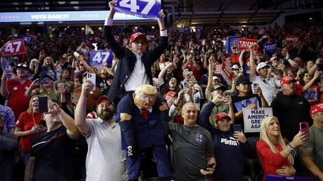 FILE PHOTO: Supporters of former US President Donald Trump at a campaign rally in Reading, Pennsylvania.