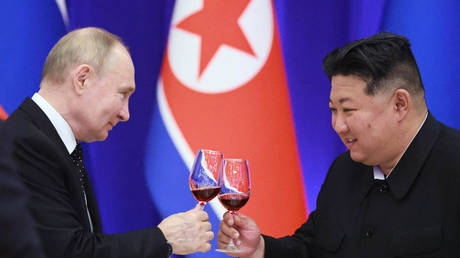 File photo: Russian President Vladimir Putin and DPRK leader Kim Jong-un in Pyongyang, June 19, 2024.