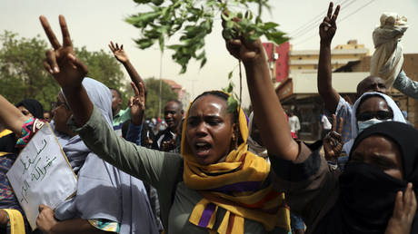 FILE PHOTO. Sudanese take part in a protest over economic conditions, in Khartoum, Sudan, Wednesday, June 30, 2021.