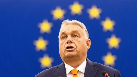 FILE PHOTO: Hungarian Prime Minister Viktor Orban addresses the European Parliament.