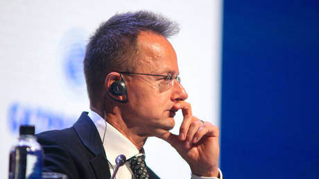 Hungarian Foreign Minister Peter Szijjarto pictured during the St. Petersburg International Gas Forum on October 10, 2024.