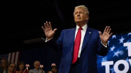 Donald Trump at a town hall event in Oaks, Pennsylvania, October 14, 2024.