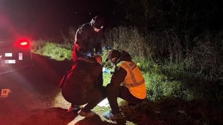 Ukrainian police at the scene of the murder of Gennady Beybutyan.