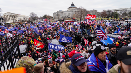 FILE PHOTO: Crowds gather outside the US Capitol for the 'Stop the Steal' rally on January 06, 2021 in Washington, DC.