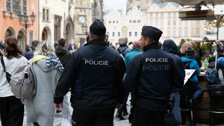 FILE PHOTO: Police on duty in Prague.