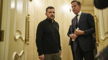 NATO Secretary General Mark Rutte and Ukraine's Vladimir Zelensky in Kiev, Ukraine, October 3, 2024.