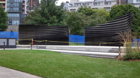 Memorial to the Victims of Communism in Ottawa, Canada, not yet open to the public, seen on October 14, 2023.