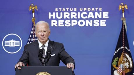 US President Joe Biden gives remarks on the effects of Hurricane Milton on October 10, 2024.