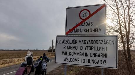 FILE PHOTO: Barabas-Koson border crossing between Ukraine and Hungary, February 26, 2022.