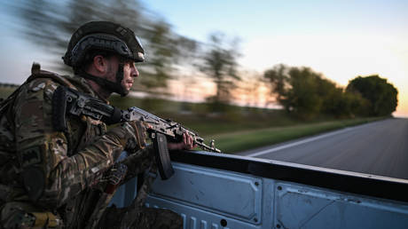 FILE PHOTO: A Russian serviceman in Kursk Region, Russia.