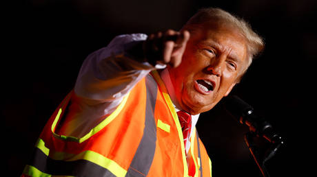 Former US president and Republican presidential candidate Donald Trump speaks during a campaign event in Green Bay, Wisconsin, October 30, 2024.