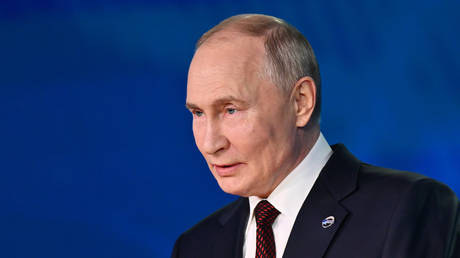 Russian President Vladimir Putin delivers a speech during the 'Security for Each and Everyone. Together Into a New World' plenary session of the 21st annual meeting of the Valdai International Discussion Club, in Sochi, Krasnodar region, Russia.