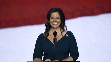 US Congresswoman Elise Stefanik speaks at a Republican campaign event on July 16, 2024 in Milwaukee, Wisconsin.