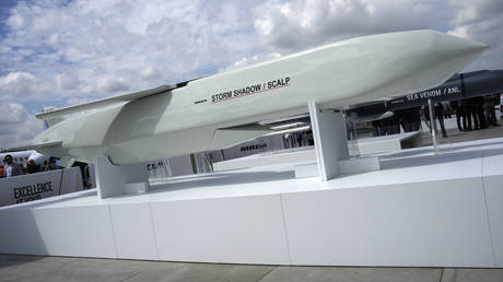 File photo: The Storm Shadow cruise missile is on display during the Paris Air Show in Le Bourget, north of Paris, France.