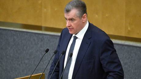 Leader of the Liberal Democratic Party of Russia (LDPR) faction Leonid Slutsky speaks during the plenary meeting of the State Duma, in Moscow, Russia.