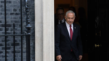 FILE PHOTO: Israel's PM Benjamin Netanyahu leaves Downing Street 10 on March 24, 2023 in London