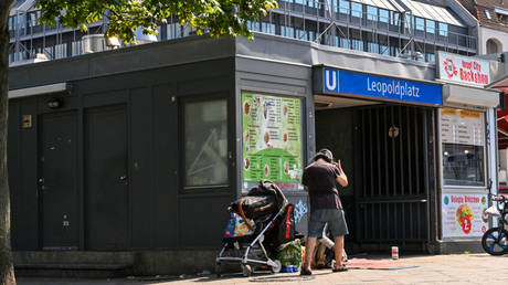 An entrance to the Leopoldplatz subway station in Berlin, Germany, July 9, 2024