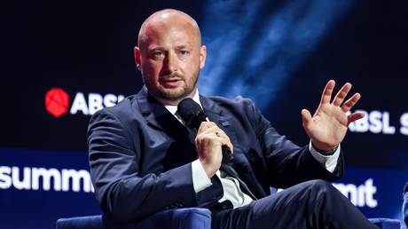 FILE PHOTO: Jacek Siewiera, the head of Poland’s National Security Bureau, speaks at a business event in Krakow in June 2024.