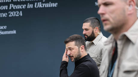 Vladimir Zelensky attends the summit in Lucerne, Switzerland on June 15, 2024.