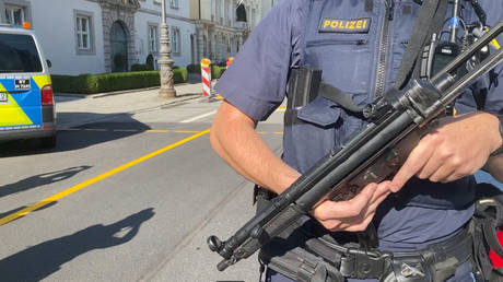 An armed police officer is deployed in Munich, Germany, September 5, 2024