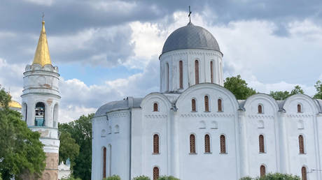 FILE PHOTO. The Transfiguration Cathedral (R) in Chernigov, Ukraine.