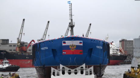 Launch of nuclear-powered icebreaker 'Chukotka' in St. Petersburg, Russia, November 6, 2024