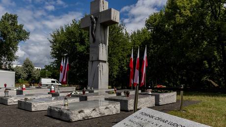 FILE PHOTO: A monument commemorating the victims of the Volhynia massacre in Warsaw, Poland.