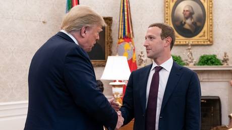 File photo: US President Donald Trump and Meta CEO Mark Zuckerberg at the White House, September 20, 2019.