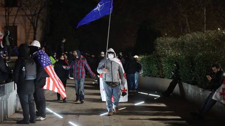 FILE PHOTO: Anti-government protesters in Georgia.