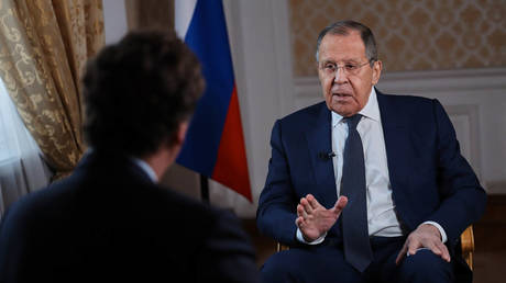 Russian Foreign Minister Sergey Lavrov in interview with US journalist Tucker Carlson