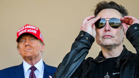 Donald Trump and Elon Musk watch the launch of a 
SpaceX Starship rocket on November 19, 2024 in Brownsville, Texas.